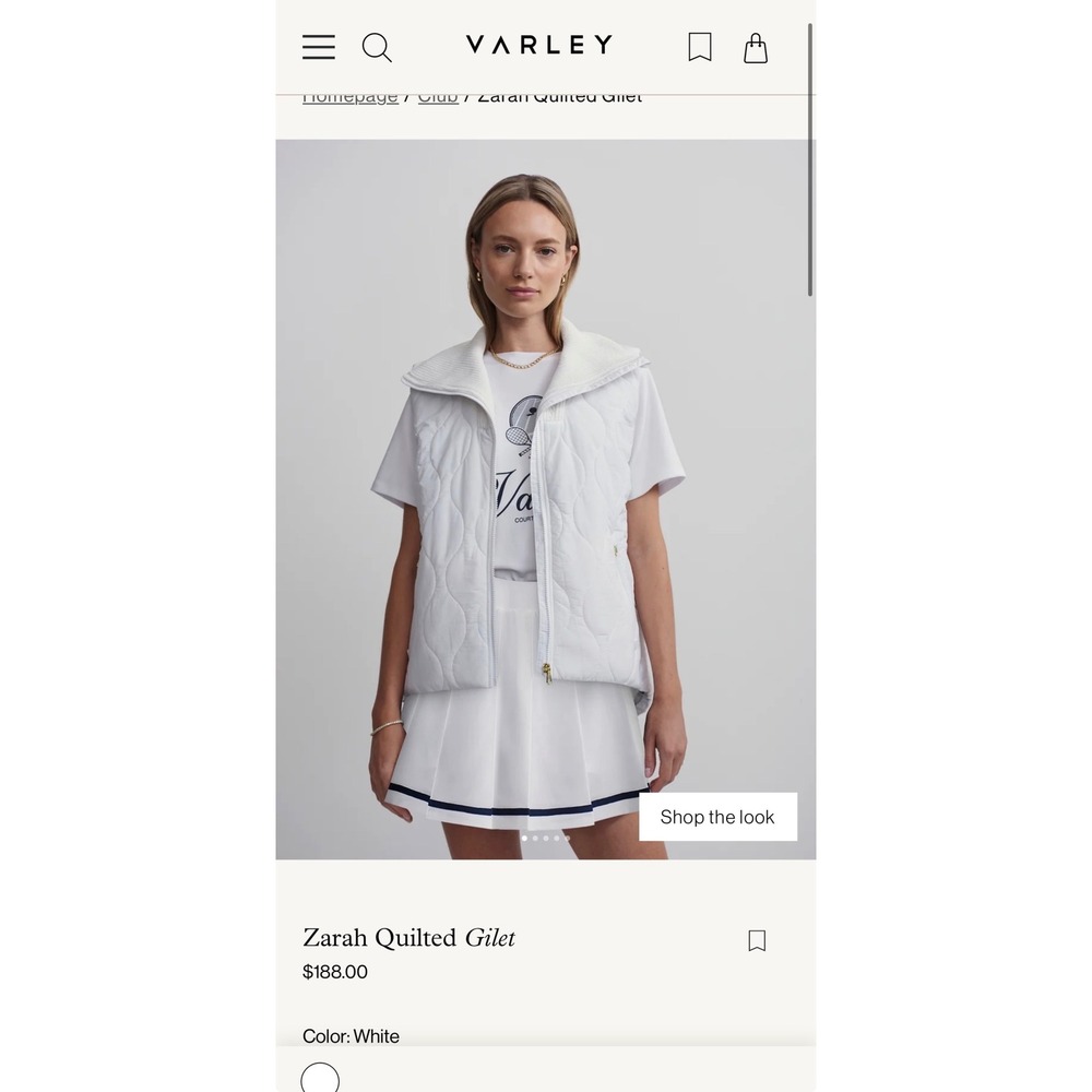 Varley Zarah Quilted Gilet Size Small Pristine Condition